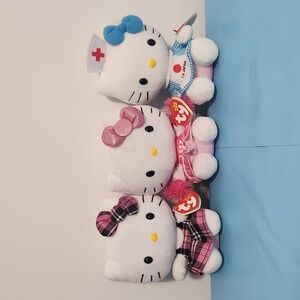 6" Sanrio Plaid Cheerleader Nurse Bundle Hello Kitty Plush Toy Stuff Animals